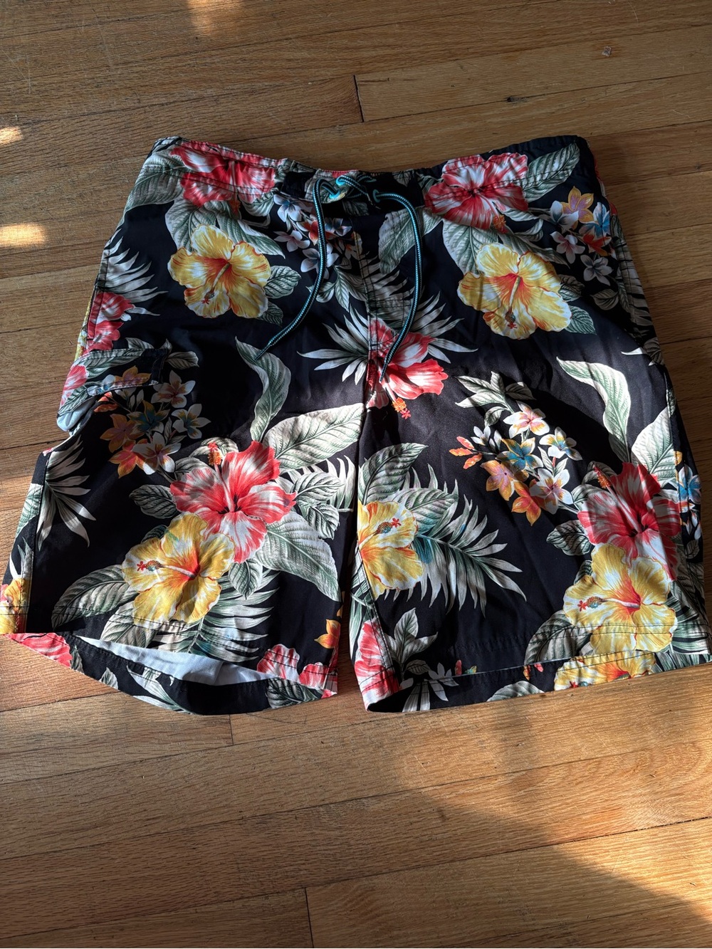 George Black Tropical Floral Drawstring Shorts